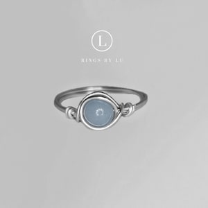Edelsteinring Angelite Anhydrite unisex rostfrei silver gold drahtring Kugelring 6mm 4mm Howlite citrine karneol rose quartz Edelsteinring