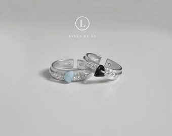 Ring Crystal Edelstein und Perlen personalisiert frei wählbar individuell verstellbar adjustable rostfrei anti tarnish lightweight