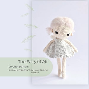 The Fairy of Air from the &quot;Elemental Fairies&quot; collection, Amigurumi doll crochet pattern, handmade gift for girls, fairy tale character