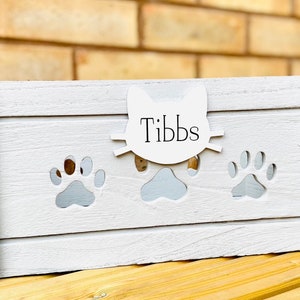 Personalised toy box Cat box Gift box Crate Cat treat Gift for cat Wooden box Hand made Pet hamper Grey box Pets Cats image 2