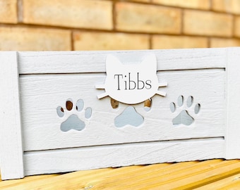 Personalised toy box | Cat box | Gift box | Crate | Cat treat | Gift for cat | Wooden box | Hand made | Pet hamper | Grey box | Pets | Cats