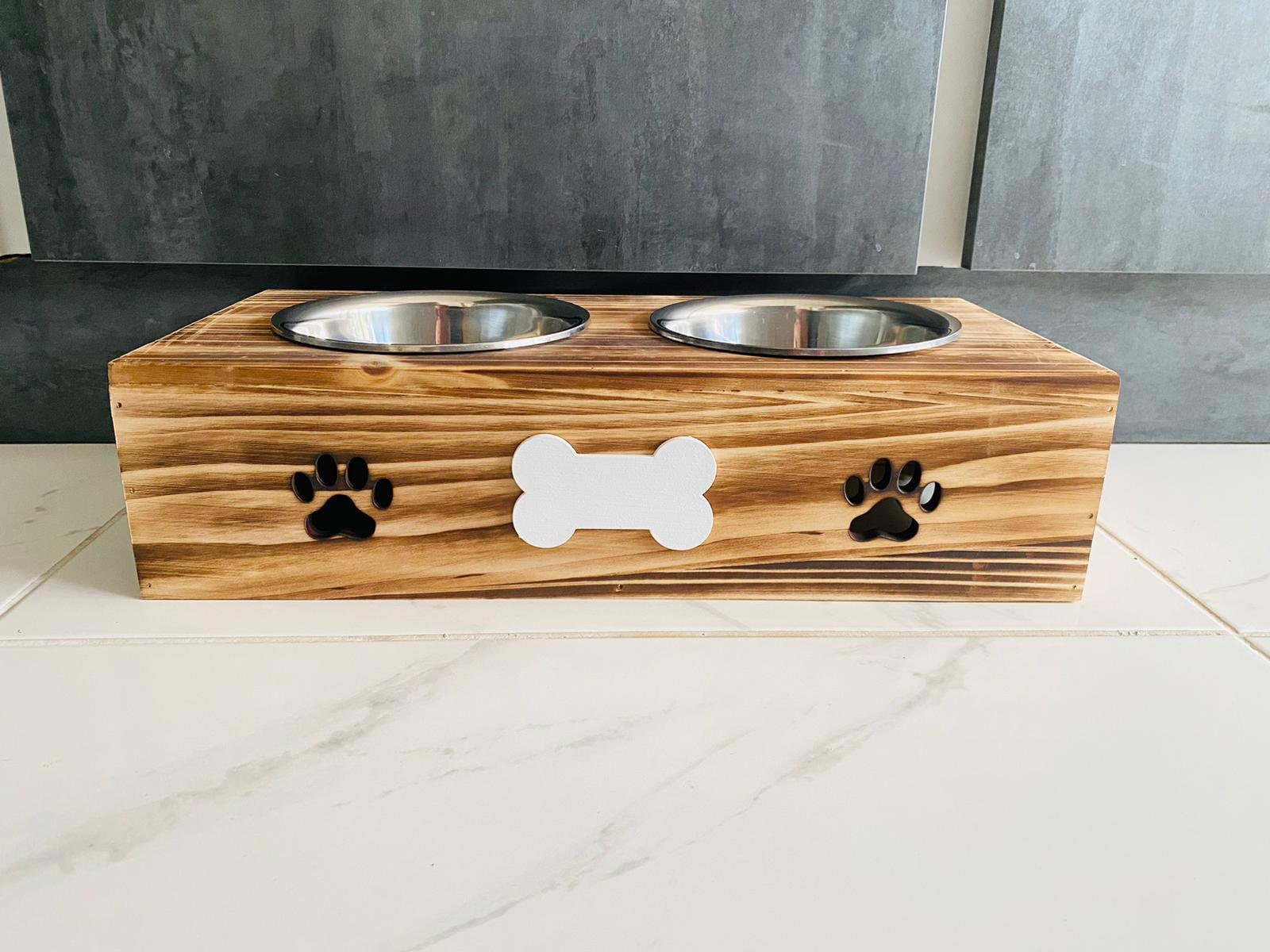 Personalised dog bowl stand discount
