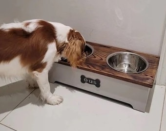 Soporte de madera personalizado para cuenco de perro / Comedero elevado hecho a mano para mascotas