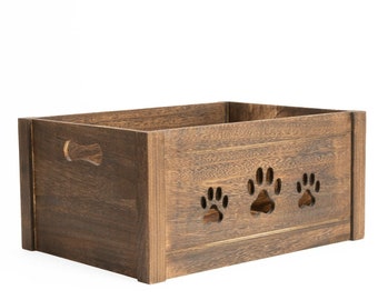 Caja de juguetes personalizada / Caja para perros / Caja de regalo / Caja para perros / Golosina para perros / Regalos para perros / Caja marrón / Caja de madera / Hecho a mano / Cesta para mascotas / Mascotas