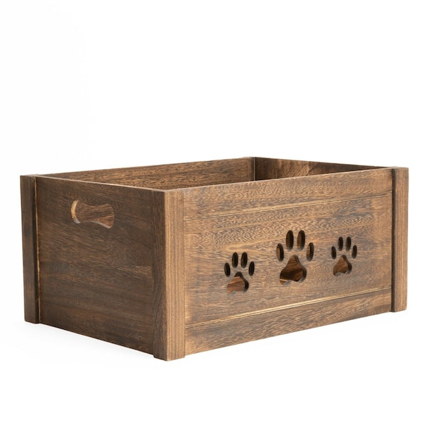 Personalisierte Spielzeugkiste | Hundebox | Geschenkbox | Hundebox | Hunde Leckerli | Geschenke für Hunde | Braune Dose | Holzkästchen | Handarbeit | Haustierkorb | Haustiere