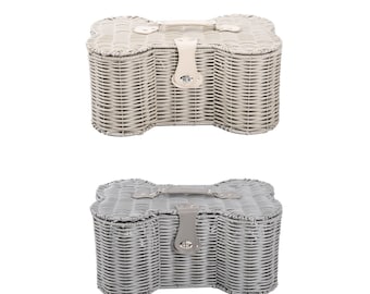 Personalized Wicker Dog Toy Box | Bone-Shaped Pet Hamper