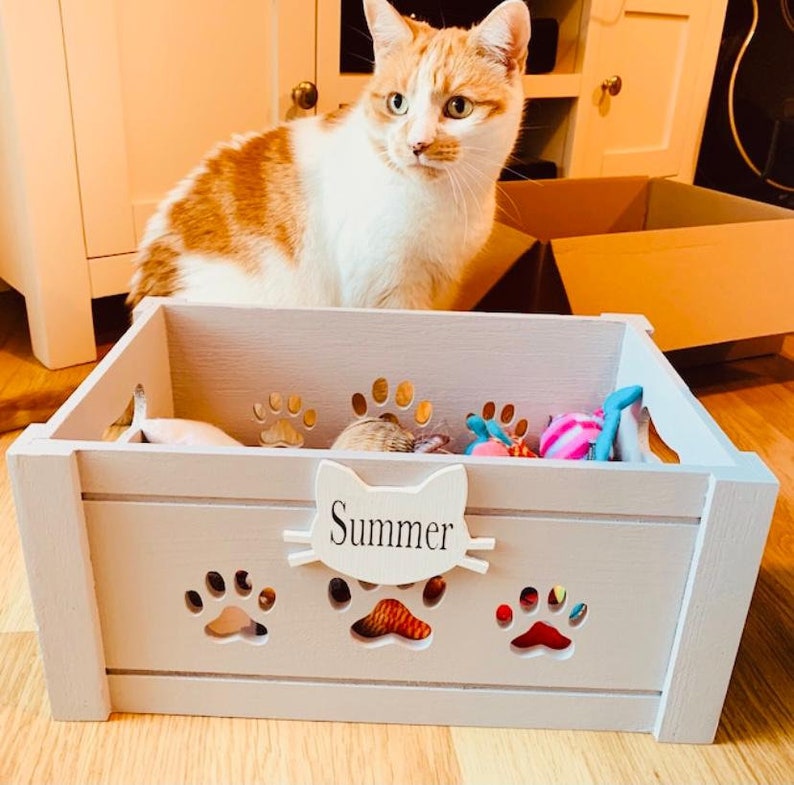 Personalised Toy Box Cat Box Gift Box Crate Cat Treat Etsy