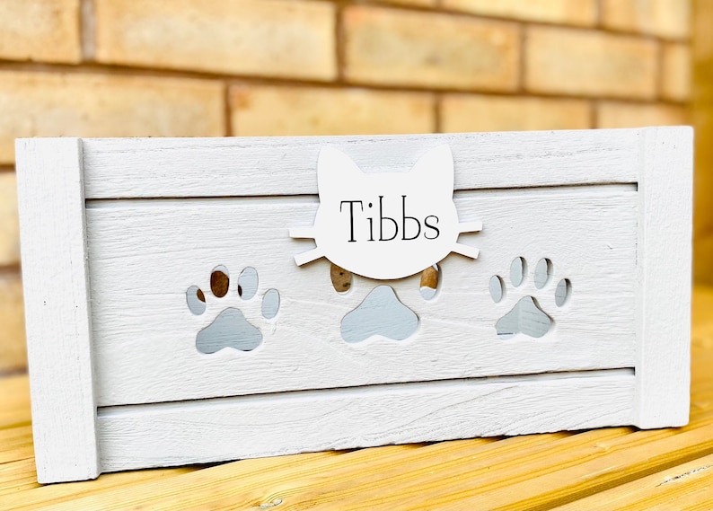 Personalised toy box Cat box Gift box Crate Cat treat Gift for cat Wooden box Hand made Pet hamper Grey box Pets Cats image 2