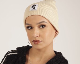 Cream Slouchy Beanie | Farah M London Hat | Alopecia | Hair loss beanie | Bald