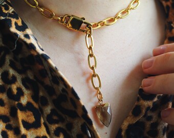 Collar Morgane / Collar grande de cadena de acero inoxidable / Cierre de langosta y collar colgante / Idea de regalo del Día de la Madre