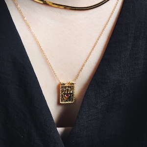 &quot;Aelle&quot; necklace in stainless steel and 18k gold-plated brass pendant / gift idea