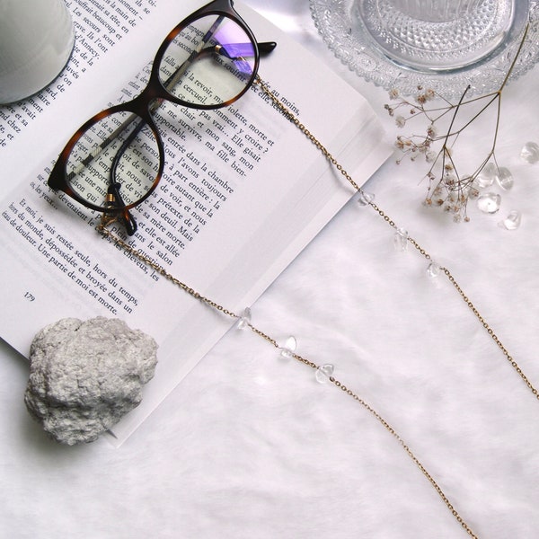 Chaîne de lunettes "Glacier" avec perles en cristal de quartz