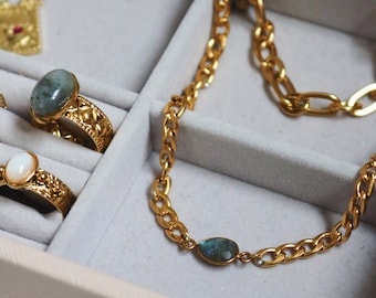Labradorite necklace / chain necklace / stainless steel and pendant / Mother&#39;s Day gift idea