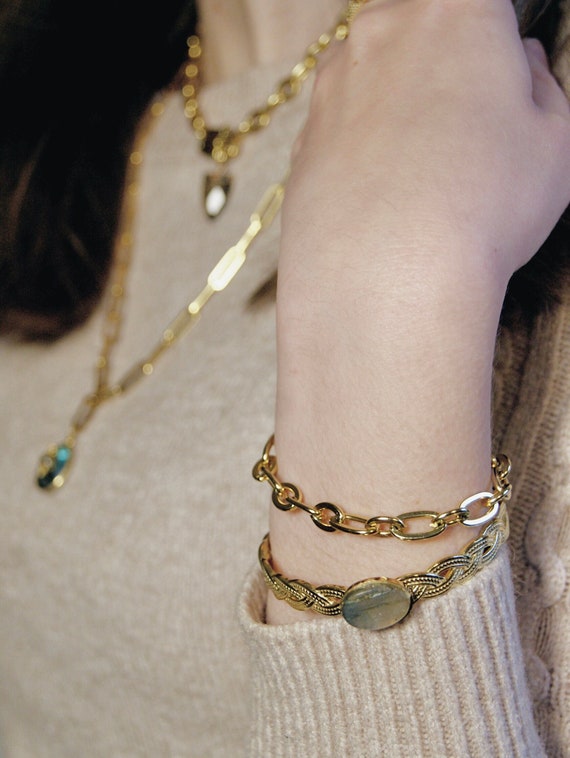 Bracelet Alexia / bracelet en acier inoxydable / bracelet doré / bracelet grosse chaîne / idée cadeau saint valentin