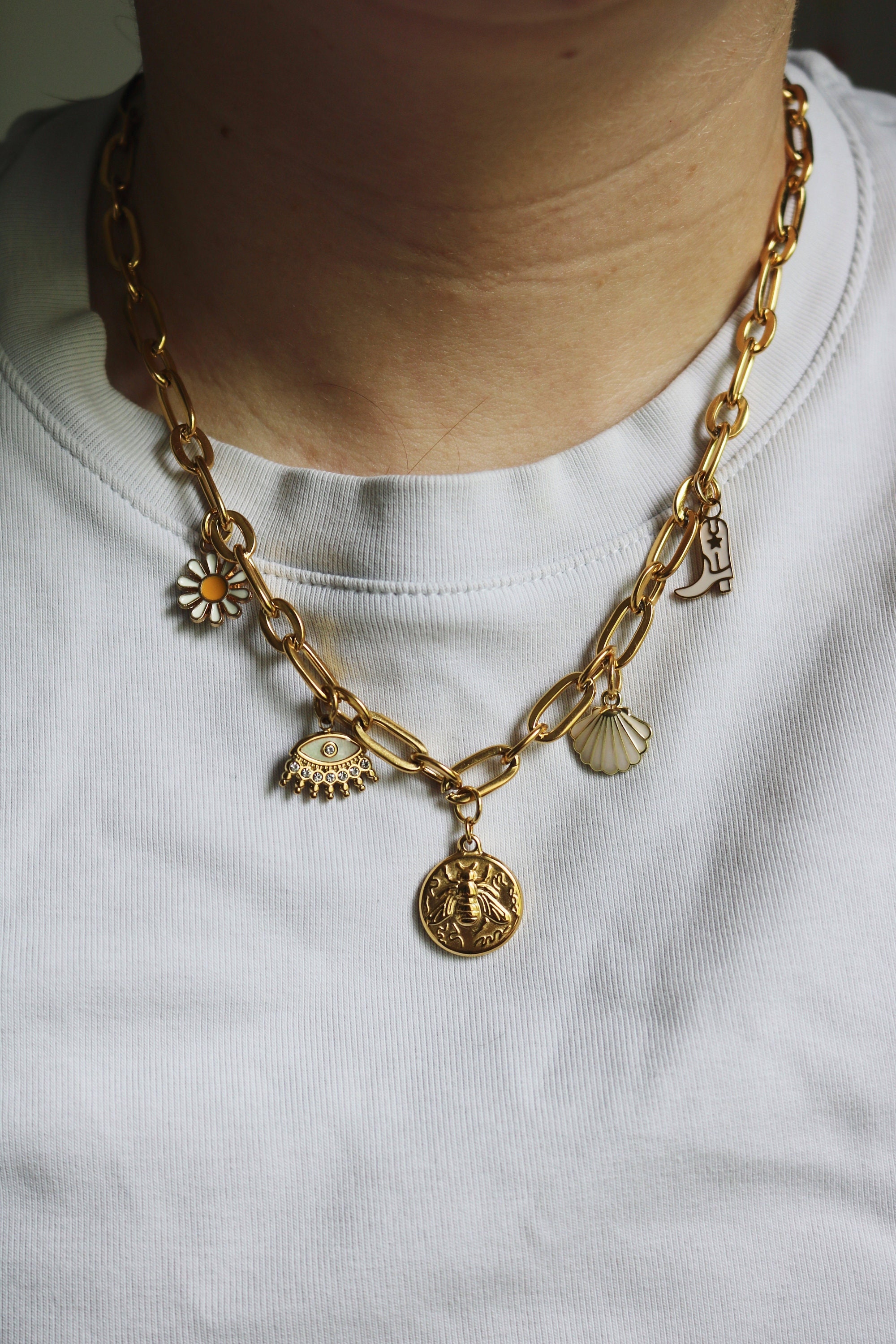 Customizable stainless steel necklace / charm necklace / customizable jewelry / grigri