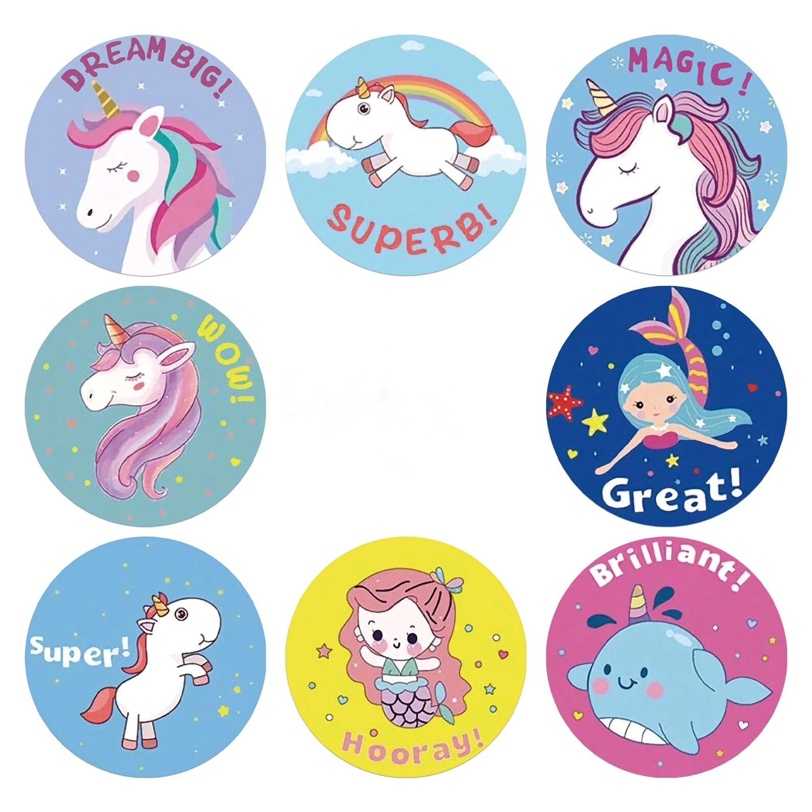 1 Inch Unicorn Stickers Cute Animal Rewards Stickers for Etsy