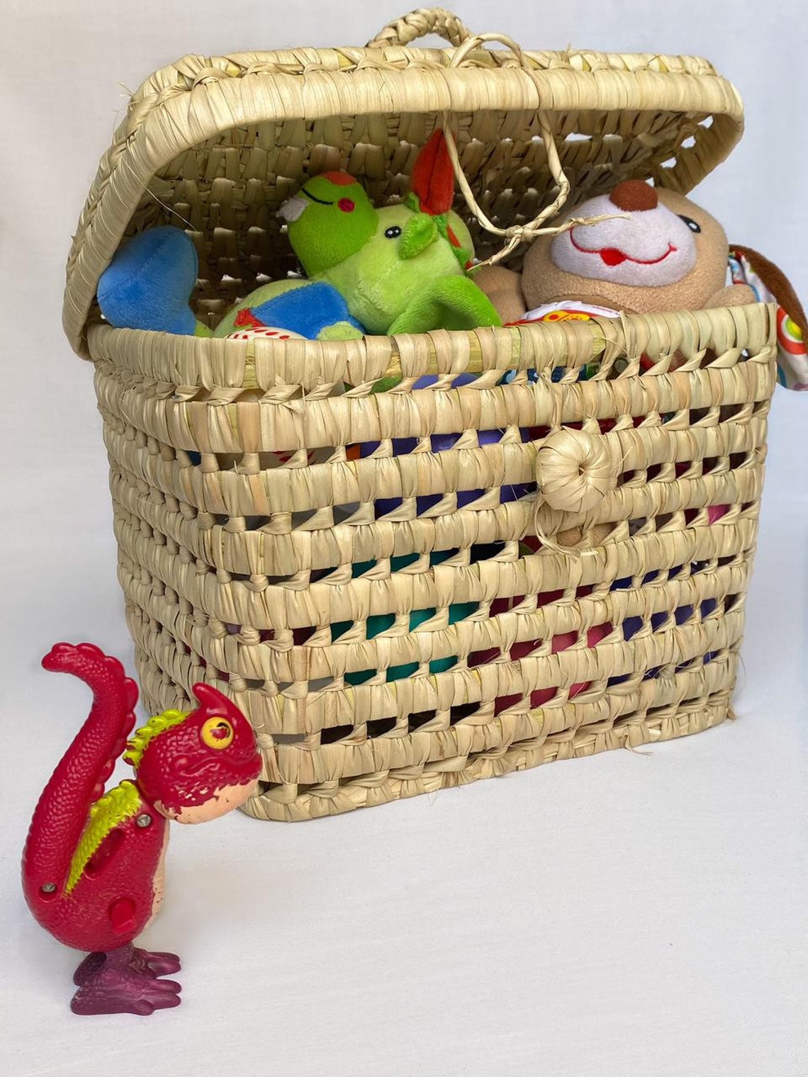 Toy trunk Wicker toy chest Picnic basket Kids Basket Woven Etsy