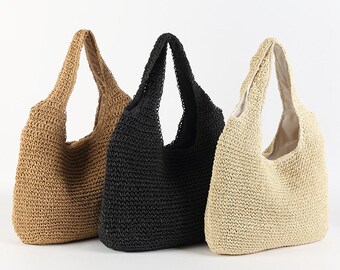 black straw purses