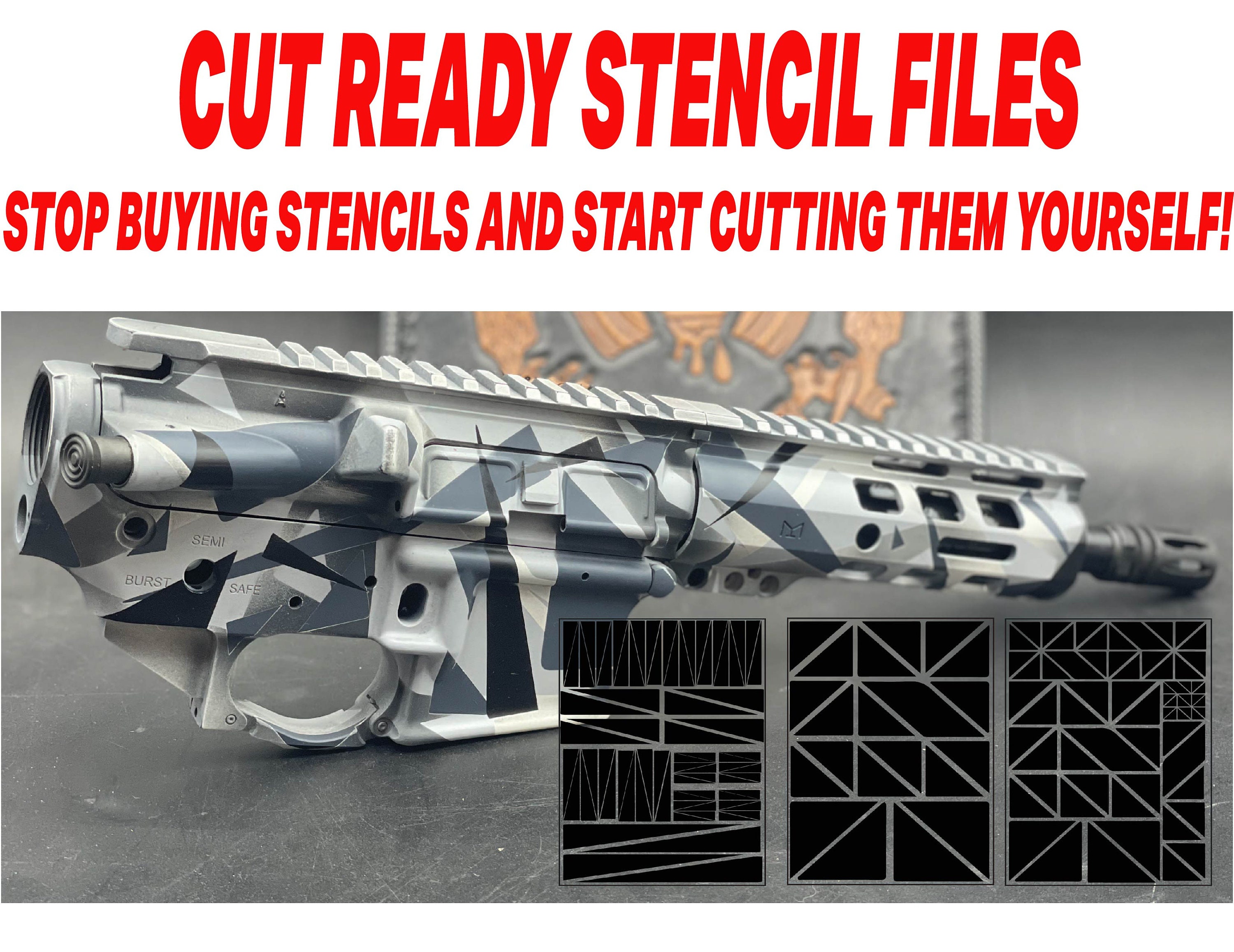 Camouflage EasyPeel Spray Paint Cerakote Camo Gun Model Stencils