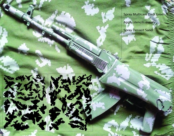 Russian Woodland Camo Stencils, Rifle