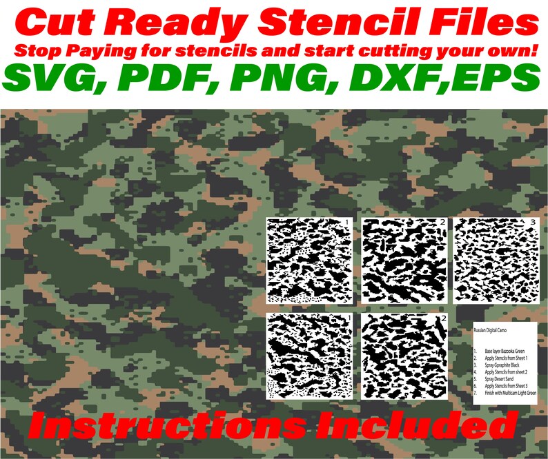 Russian Digital Camouflage Stencil Cerakote Stencil Vinyl Etsy
