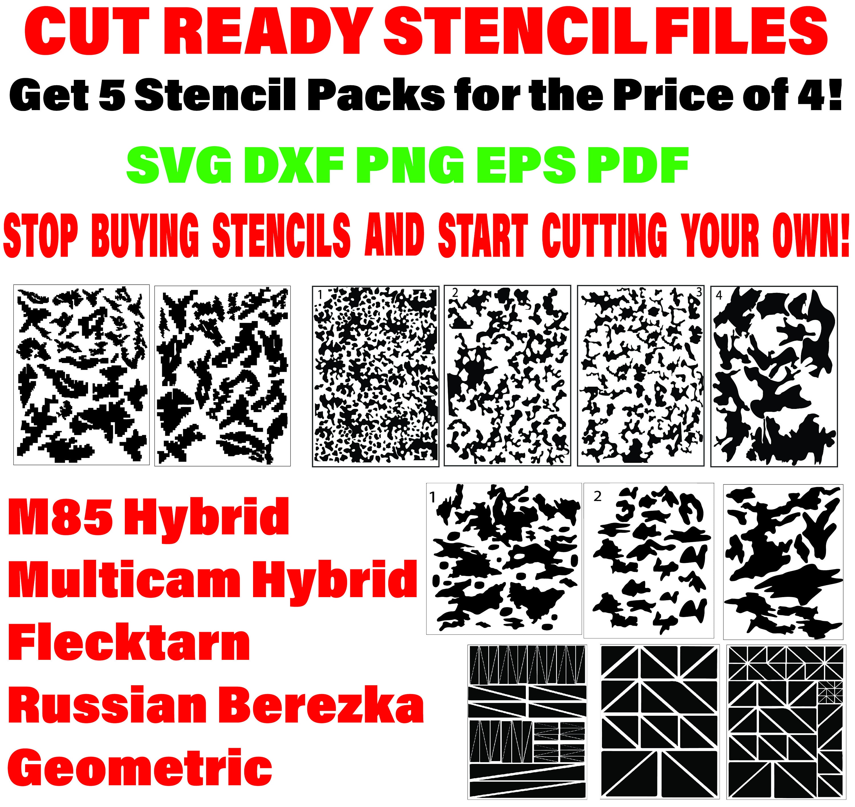 printable multicam pattern stencil