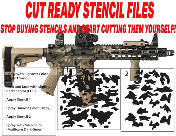 Small MULTICAM painting camouflage Camo Stencils 14 for Gun