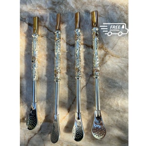Spoon Straw, Bombilla del papa , Pajita, Sorbete,  Metal Straw, , Bombilla de Alpaca, Argentina bombilla que usa messi.