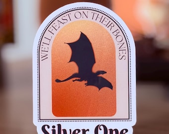 Fourth Wing Dragon Sticker: Silver One, Waterproof Vinyl