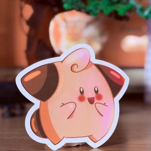 Cleffa Sticker: Pink Kawaii Pokemon, Waterproof Vinyl