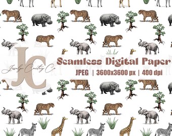 Safari Animals Seamless Pattern: Nursery Wallpaper (Digital Download)