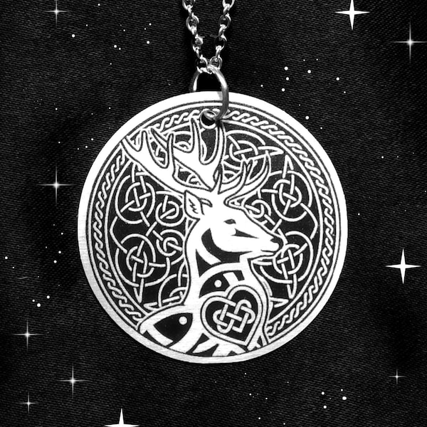 Cernunnos keltisches Amulett , Hirschgott , Goth , Pagan , Stahl Anhänger, Geschenk für Pagan, Geschenk für Hirschliebhaber