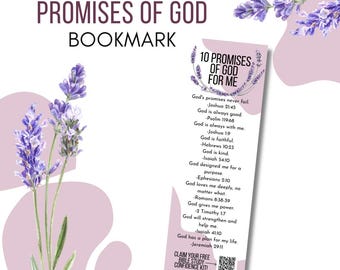 Promises of God Bible Verse Bookmark | Promises of God Reminders, Scripture, Scripture memory, printable, digital download
