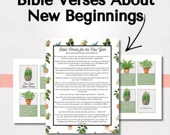 15 Bible Verses for New Beginnings Printable | Christian Wall Art | New Year Scripture Cards | Encouragement | Faith Printable