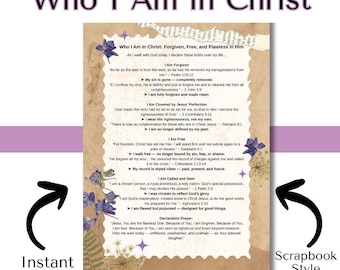 Who I Am in Christ Printable | Christian Wall Art | Bible Verse Decor | Identity in Christ Scripture Art Download