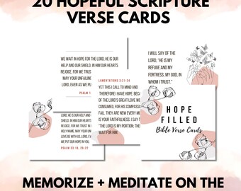 Hope Filled Bible Verse Cards | Scripture Memory, Bible Verses About Hope, Christian Encouragement, Printable Devotional