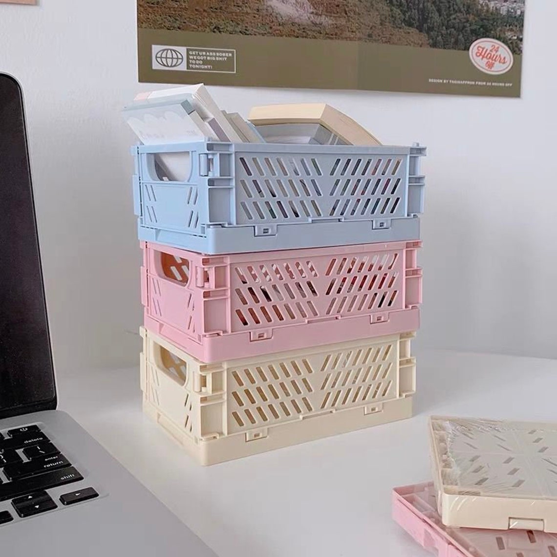 Cute Pastel Storage CrateCollapsible and Stackable Storage Etsy