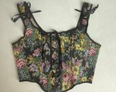 Black Vintage Corset Top Renaissance Overbust Corset Bones Corset Bodice Renaissance Faire French Milkmaid Corset Plus Size Bustier Top