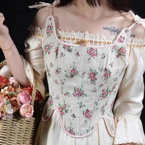 Merrick Floral Print Satin Overbust Corset