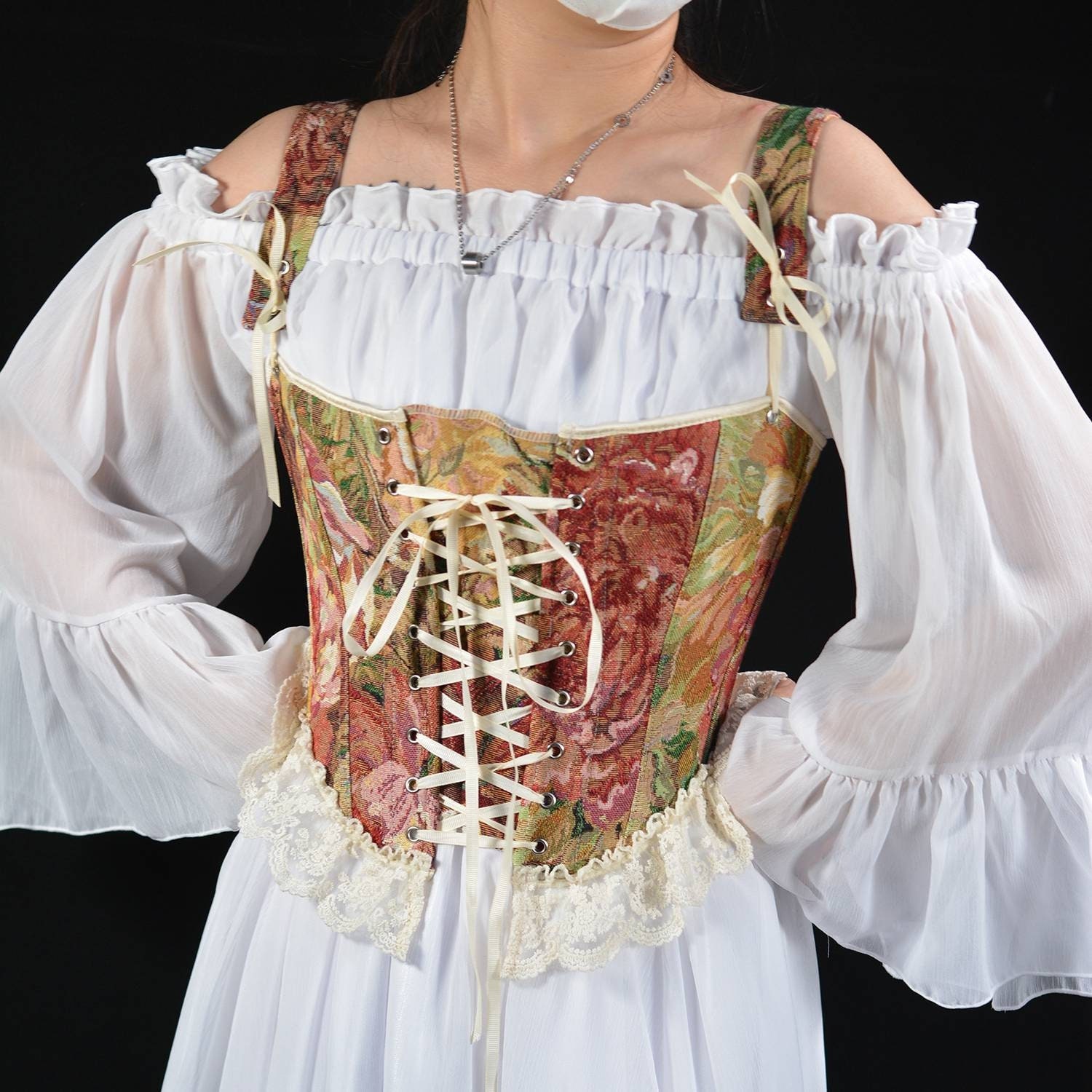 Floral Lace Corset Top/ Renaissance Overbust Corset/ Corset Etsy
