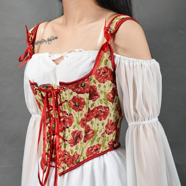 Vintage Floral Corset Top/ Renaissance Overbust Corset/ Corset Etsy