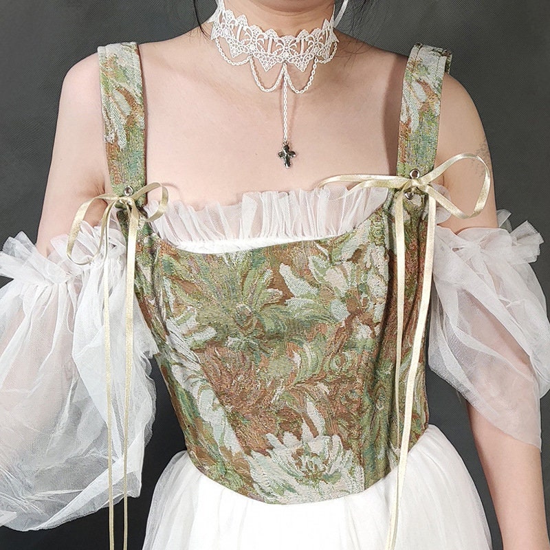 Ink Daisy Corset Top/ Renaissance Overbust Corset/ Corset - Etsy