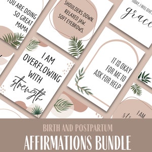 50+ Birth Affirmations and Postpartum Affirmations Bundle | Digital Printable | Instant Download | Prep for Birth | Birth Mantra