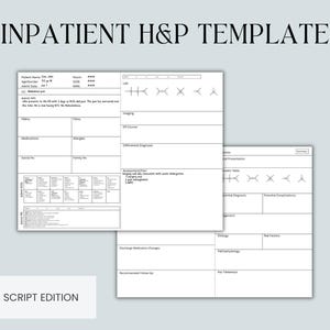 Medical Student Inpatient H and P Template | Disease Script | Canva Editable Template | Digital Download