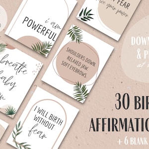 Plus de 30 cartes d'affirmation de la naissance | Impression numérique | Téléchargement instantané | Préparation à la naissance