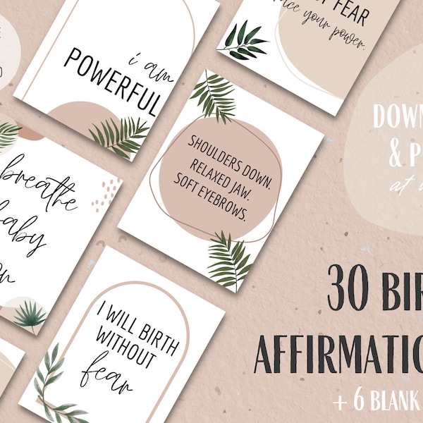 30+ Birth Affirmation Cards | Digital Printable | Instant Download | Prep for Birth