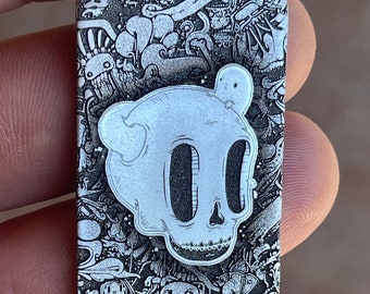 Animated skull with background deep engraved Dog Tags -  thick (1.8mm)