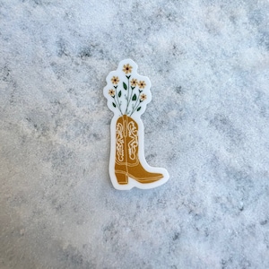 Sticker bouquet de fleurs bottes de cowboy, sticker, fleurs, cow-girls, sticker 2 pouces