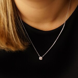 Solitaire Zirconia Necklace 6mm, Sterling Silver Gold Plated, Delicate Zirconia Necklace, Tiny Solitaire Necklace, Everyday Necklace