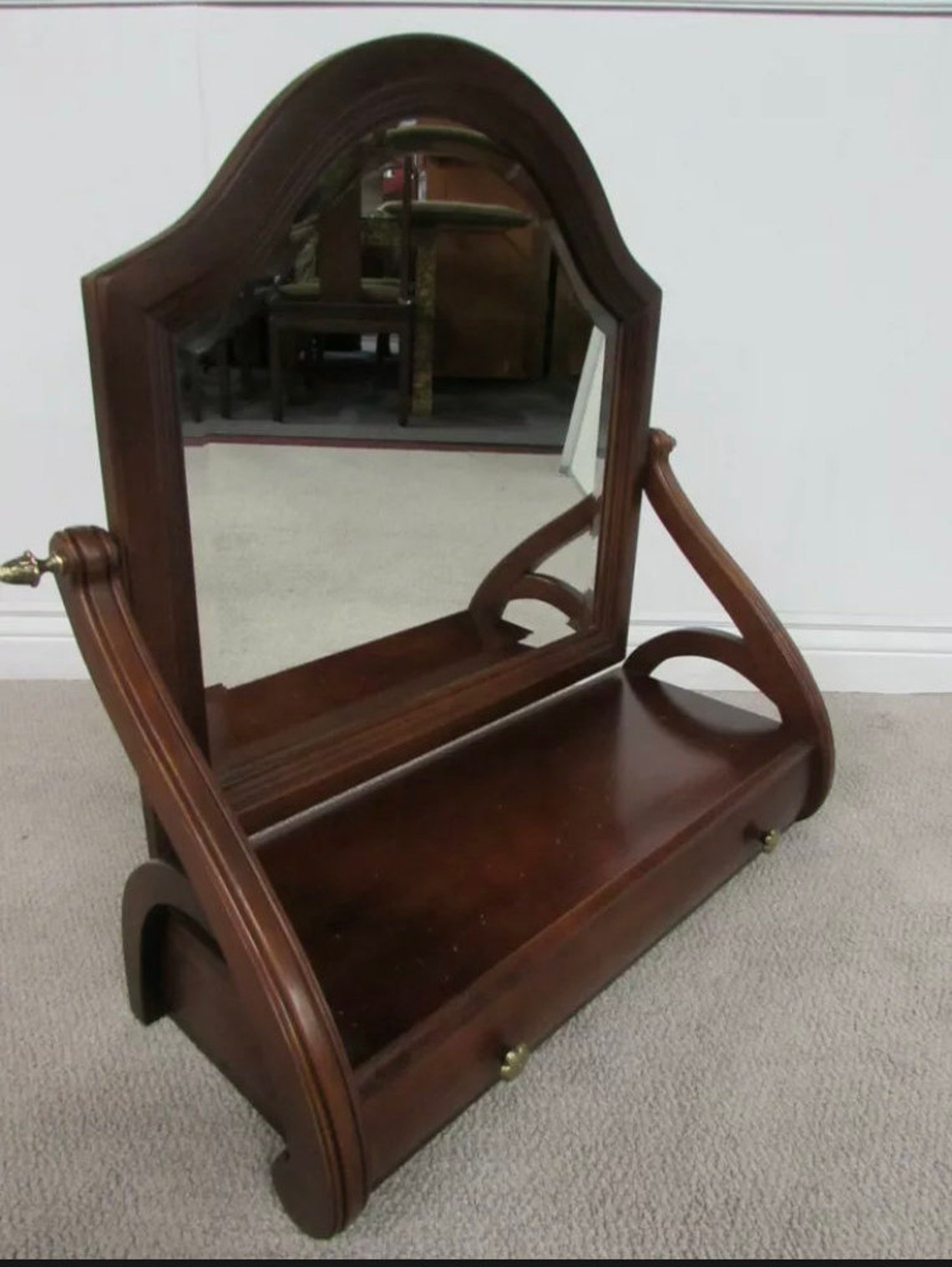 Ethan Allen Antiqued Pine Cheval Mirror Jewelry Box Shaving Etsy
